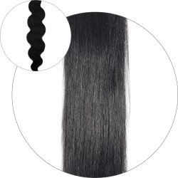 #1 Black, 50 cm, Body Wave Tape Hair Extensions