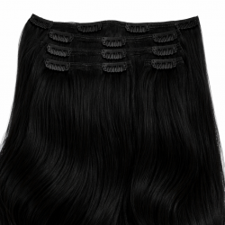 #1 Black, 60cm, 120g, Clip In Hair Extensions