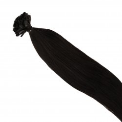 #1 Black, 50cm, 50g, Pre Bonded Hair Extensions, Double drawn