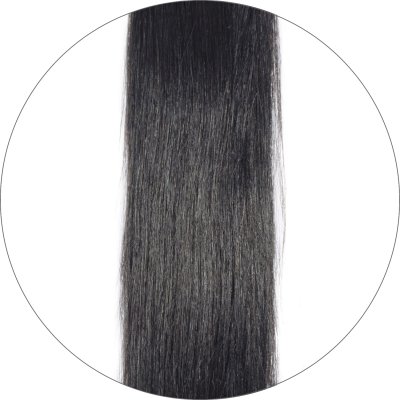 #1 Black, 40 cm, Double drawn Tape Hair Extensions
