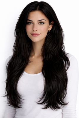 #1 Black, 60cm, 120g, Clip In Hair Extensions